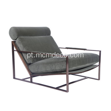 Modern Milo Baughman Fabric Chair com otomano